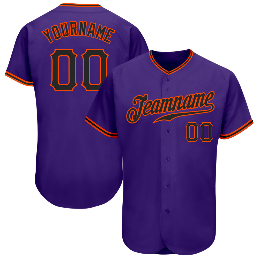 Custom Purple Black-Orange Authentic Baseball Jersey baseball jersey product view 1