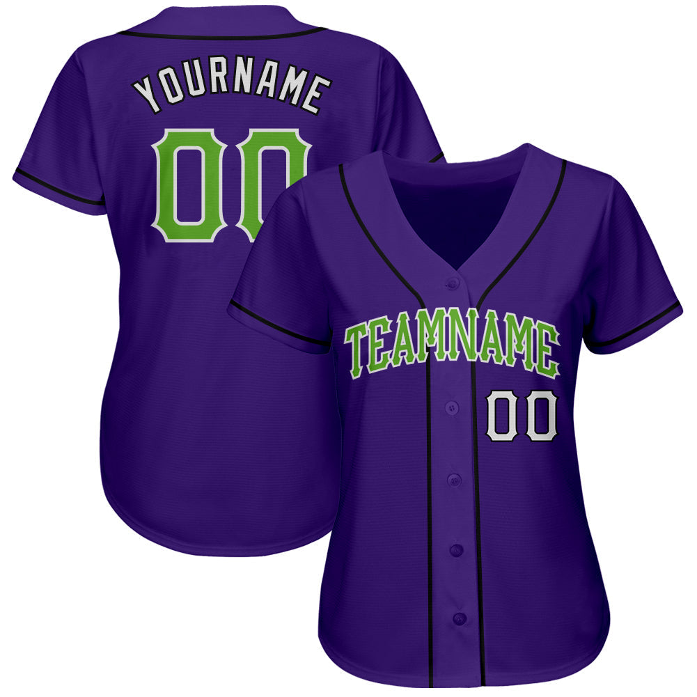 Custom Purple Neon Green White-Black Authentic Baseball Jersey baseball jersey product view 2