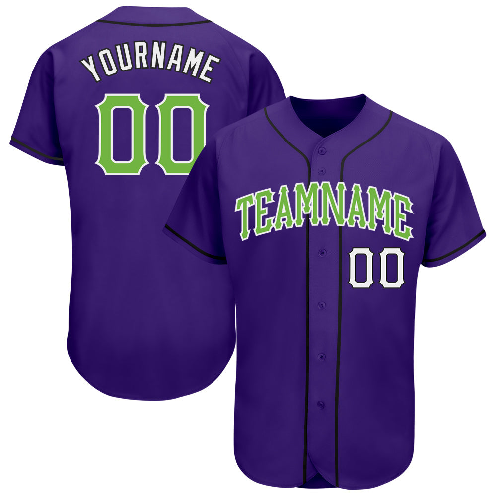 Custom Purple Neon Green White-Black Authentic Baseball Jersey baseball jersey product view 1