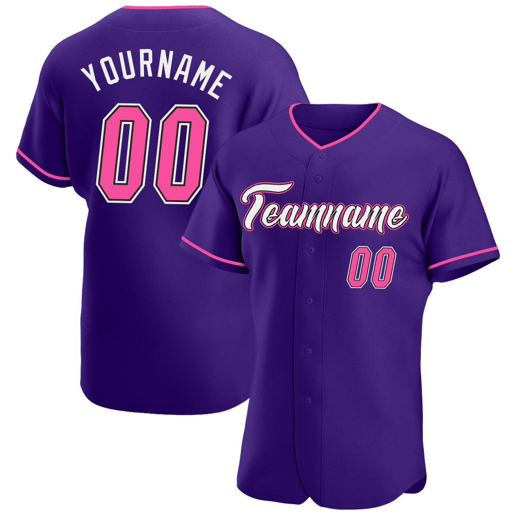Custom Purple Pink-Black Authentic Baseball Jersey baseball jersey product view 1