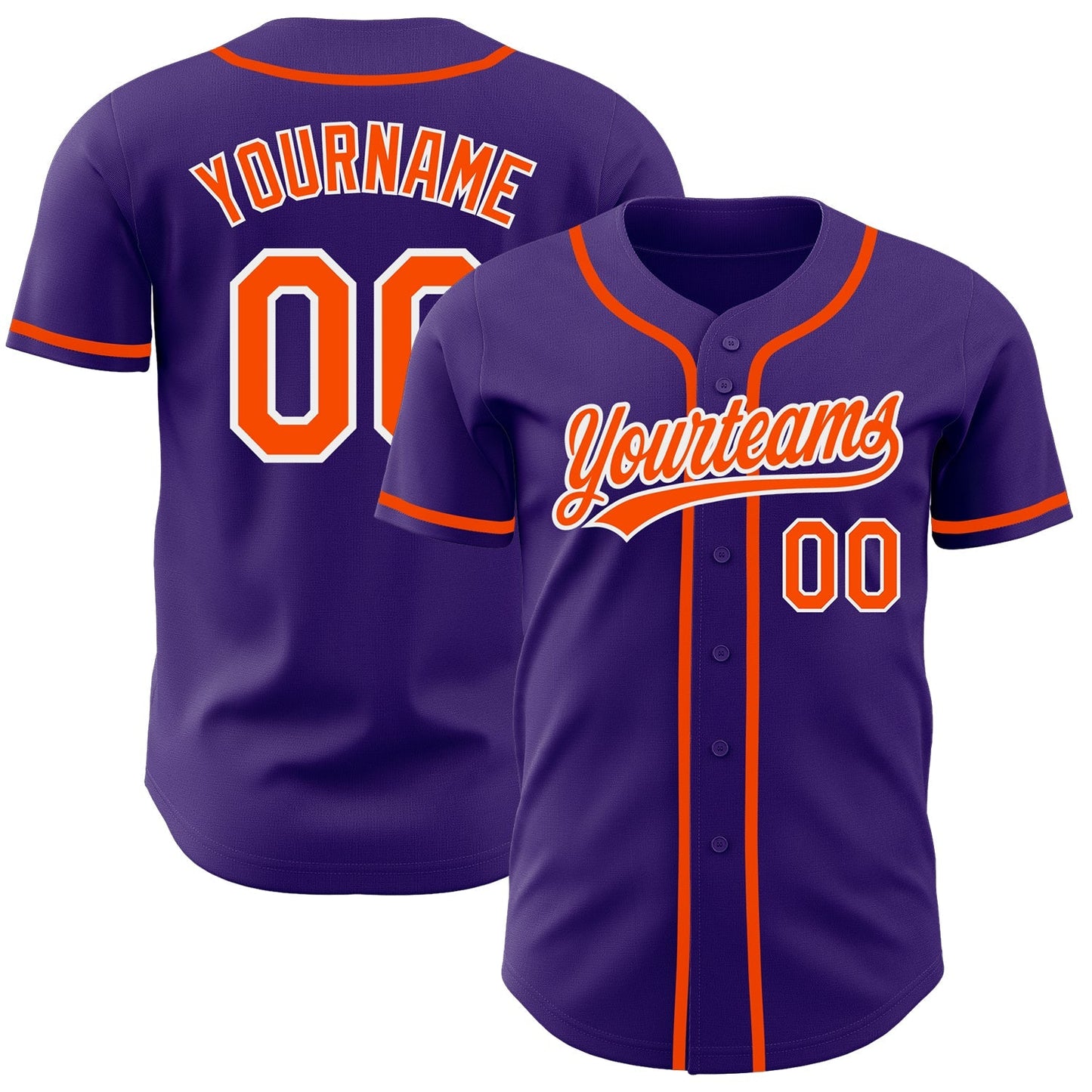 Custom Purple Orange-White Authentic Baseball Jersey baseball jersey product view 1