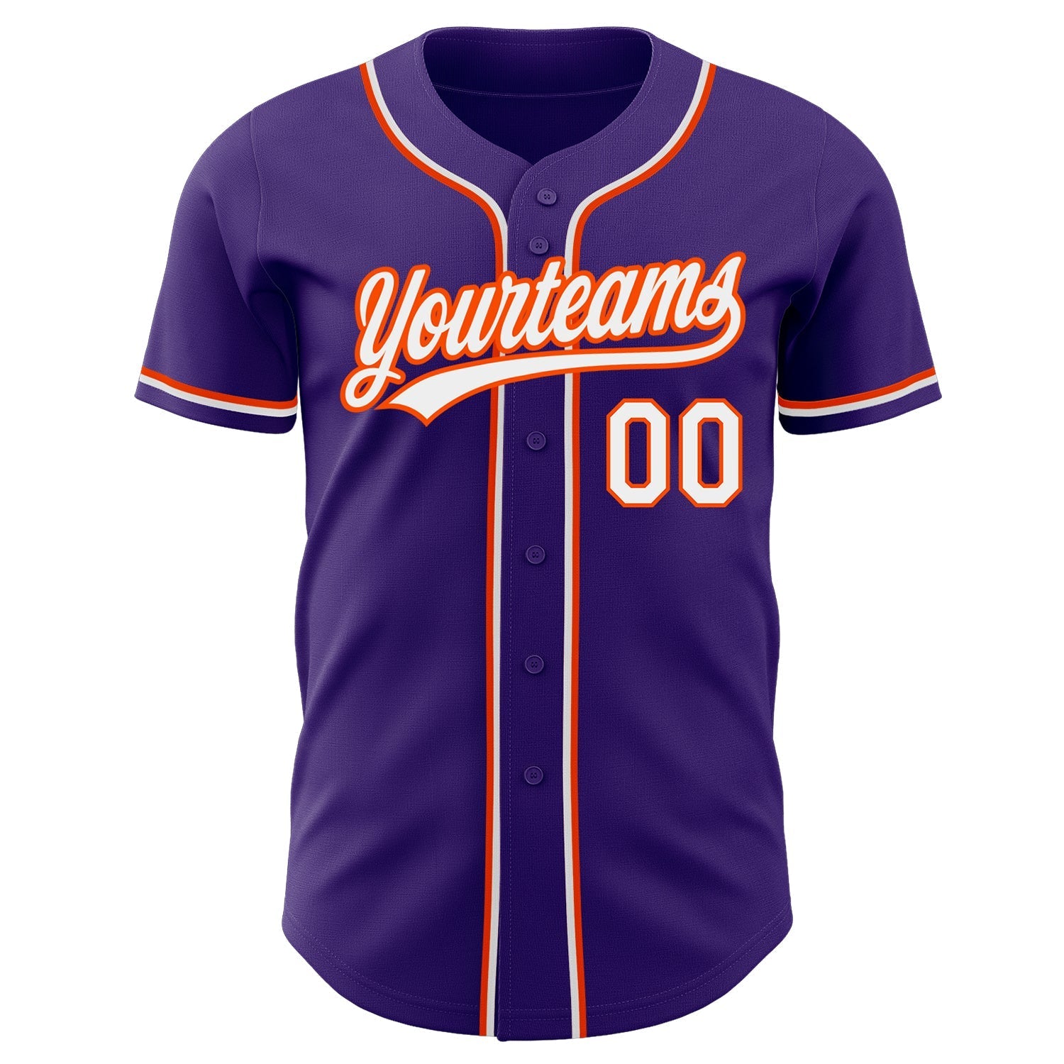 Custom Purple White-Orange Authentic Baseball Jersey baseball jersey product view 2