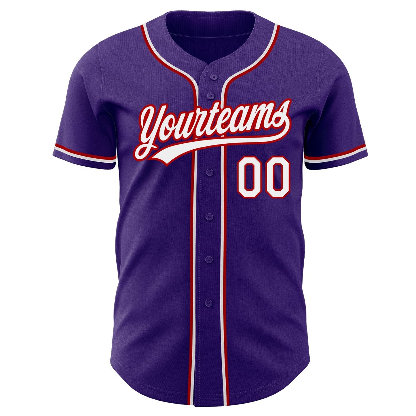 Custom Purple White-Red Authentic Baseball Jersey baseball jersey product view 2