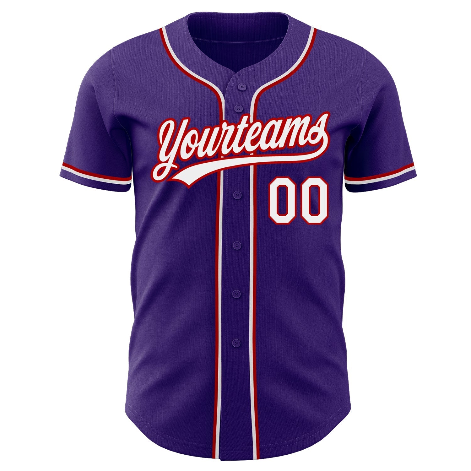 Custom Purple White-Red Authentic Baseball Jersey baseball jersey product view 2