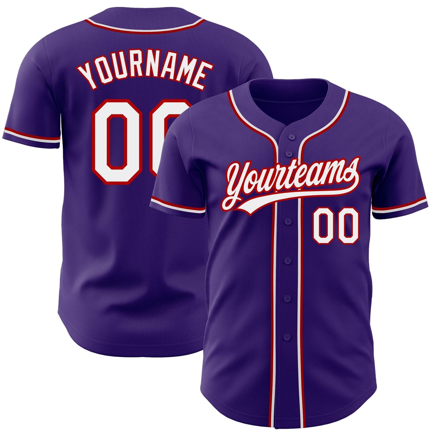 Custom Purple White-Red Authentic Baseball Jersey baseball jersey product view 1