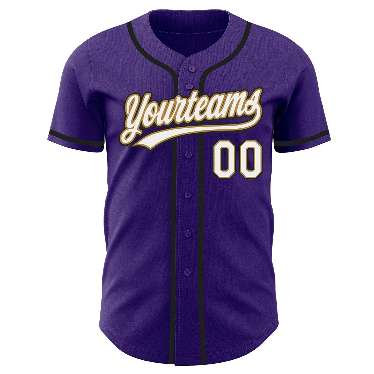 Custom Purple White Old Gold-Black Authentic Baseball Jersey baseball jersey product view 2