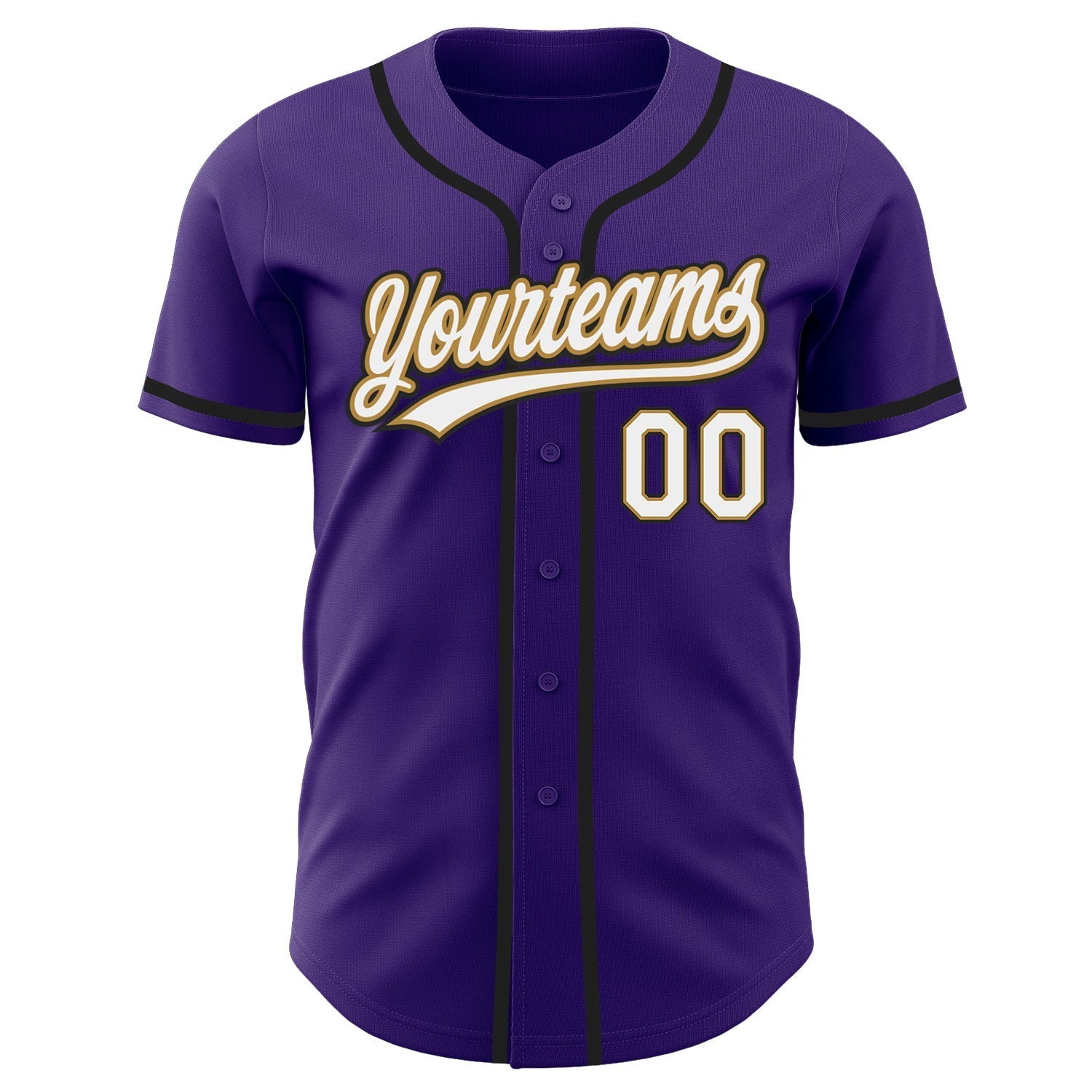 Custom Purple White Old Gold-Black Authentic Baseball Jersey baseball jersey product view 2