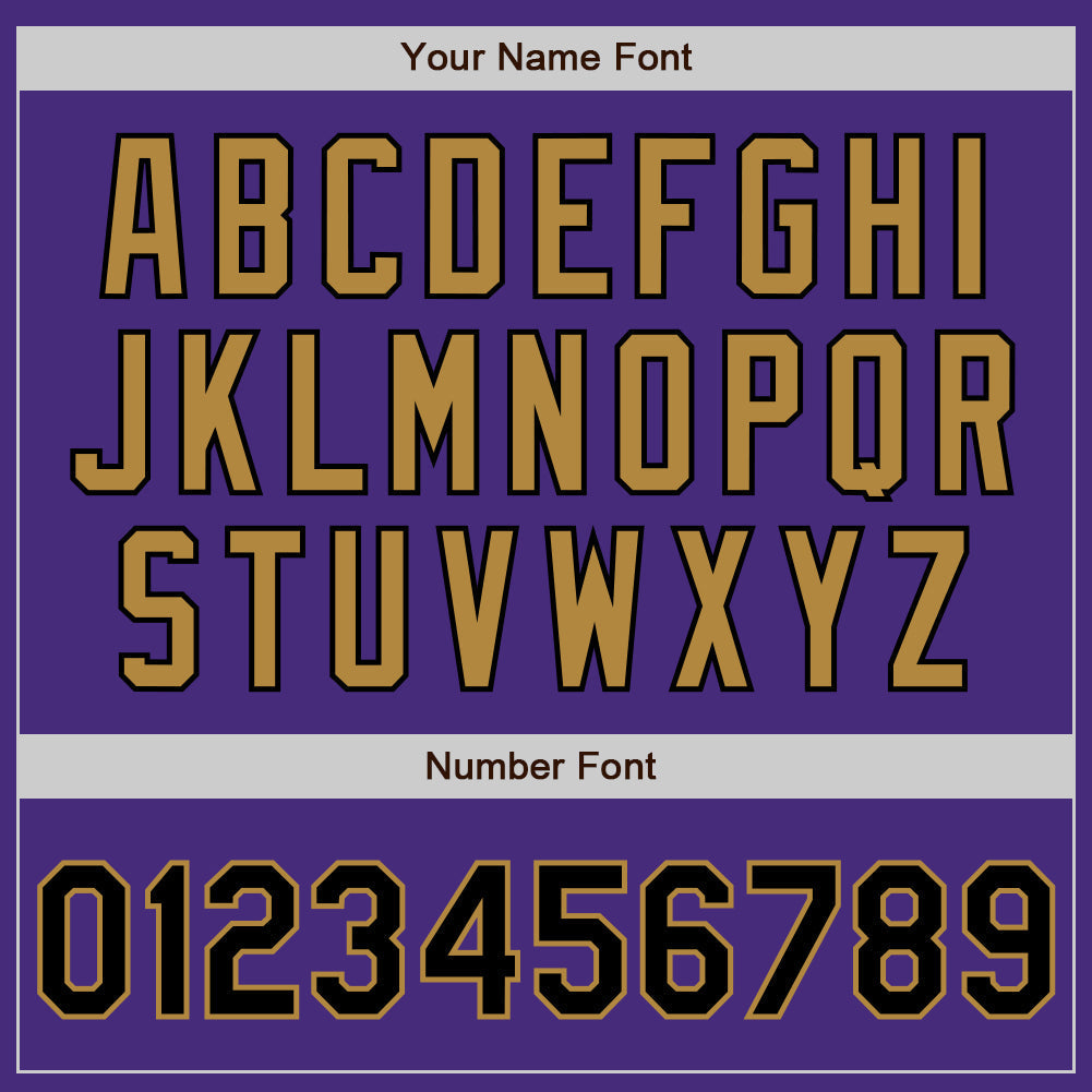 Custom Purple Black-Old Gold Authentic Baseball Jersey baseball jersey product view 5