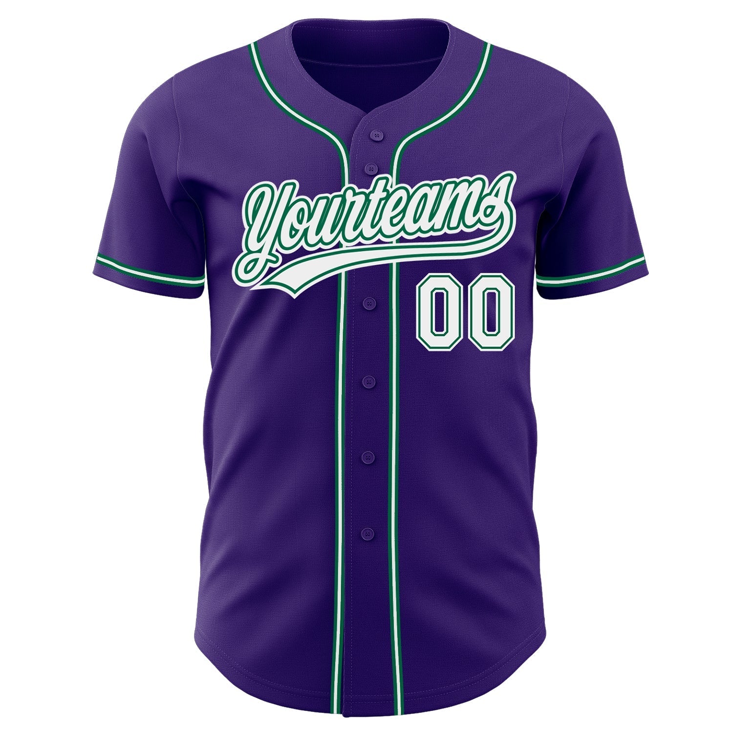Custom Purple White-Kelly Green Authentic Baseball Jersey baseball jersey product view 2