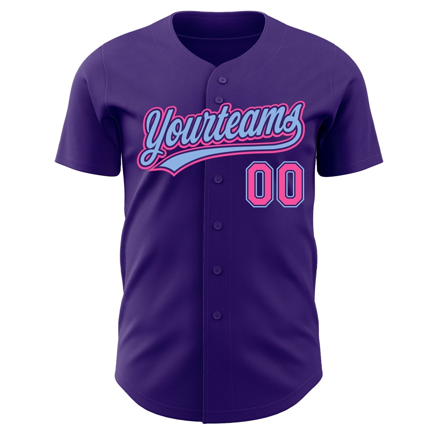 Custom Purple Pink-Light Blue Authentic Baseball Jersey baseball jersey product view 2