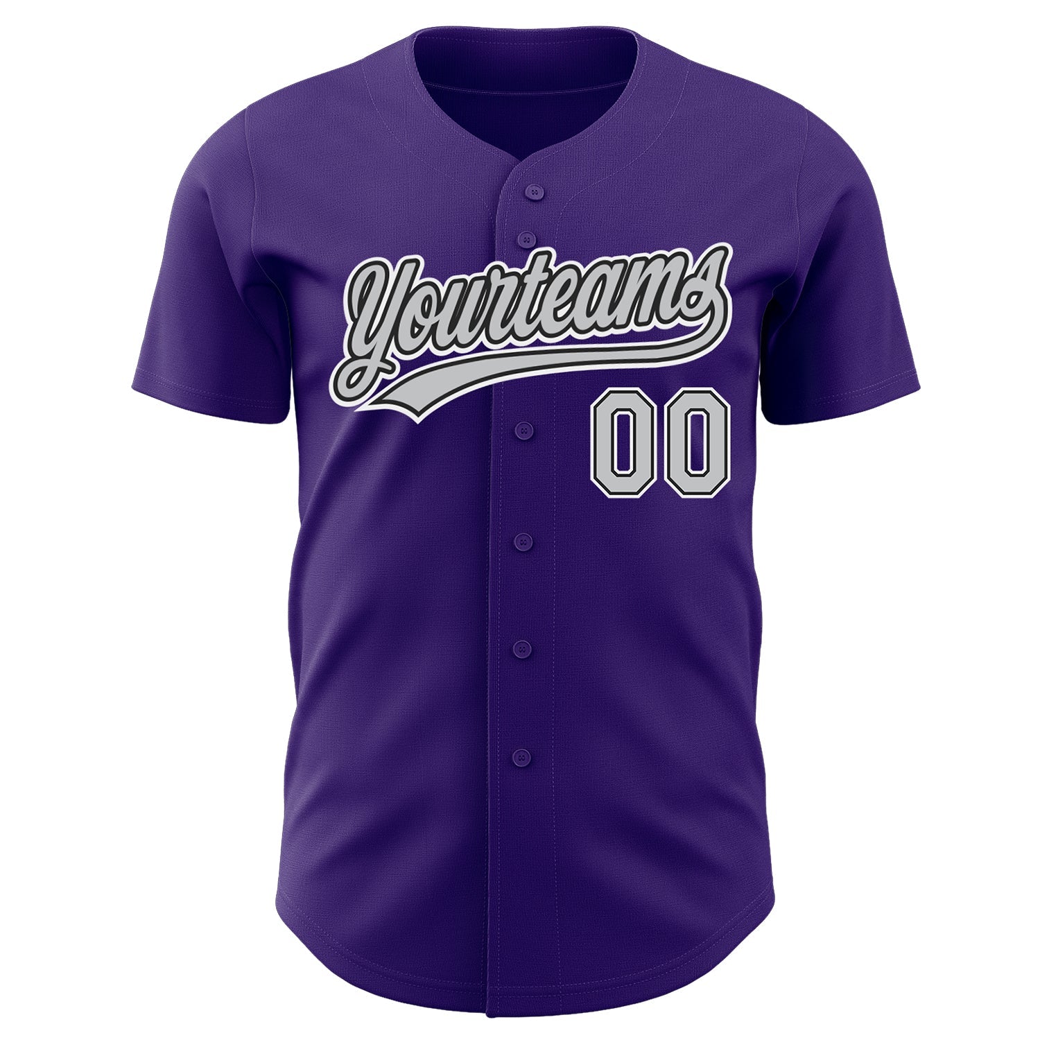 Custom Purple Gray-Black Authentic Baseball Jersey baseball jersey product view 2