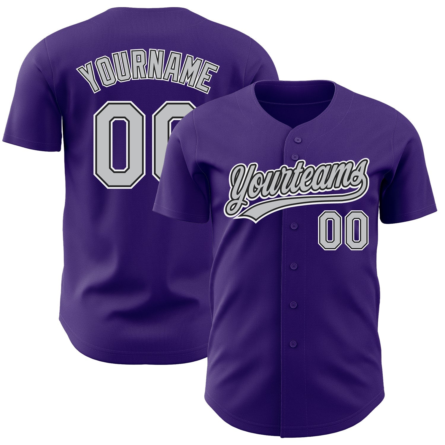 Custom Purple Gray-Black Authentic Baseball Jersey baseball jersey product view 1