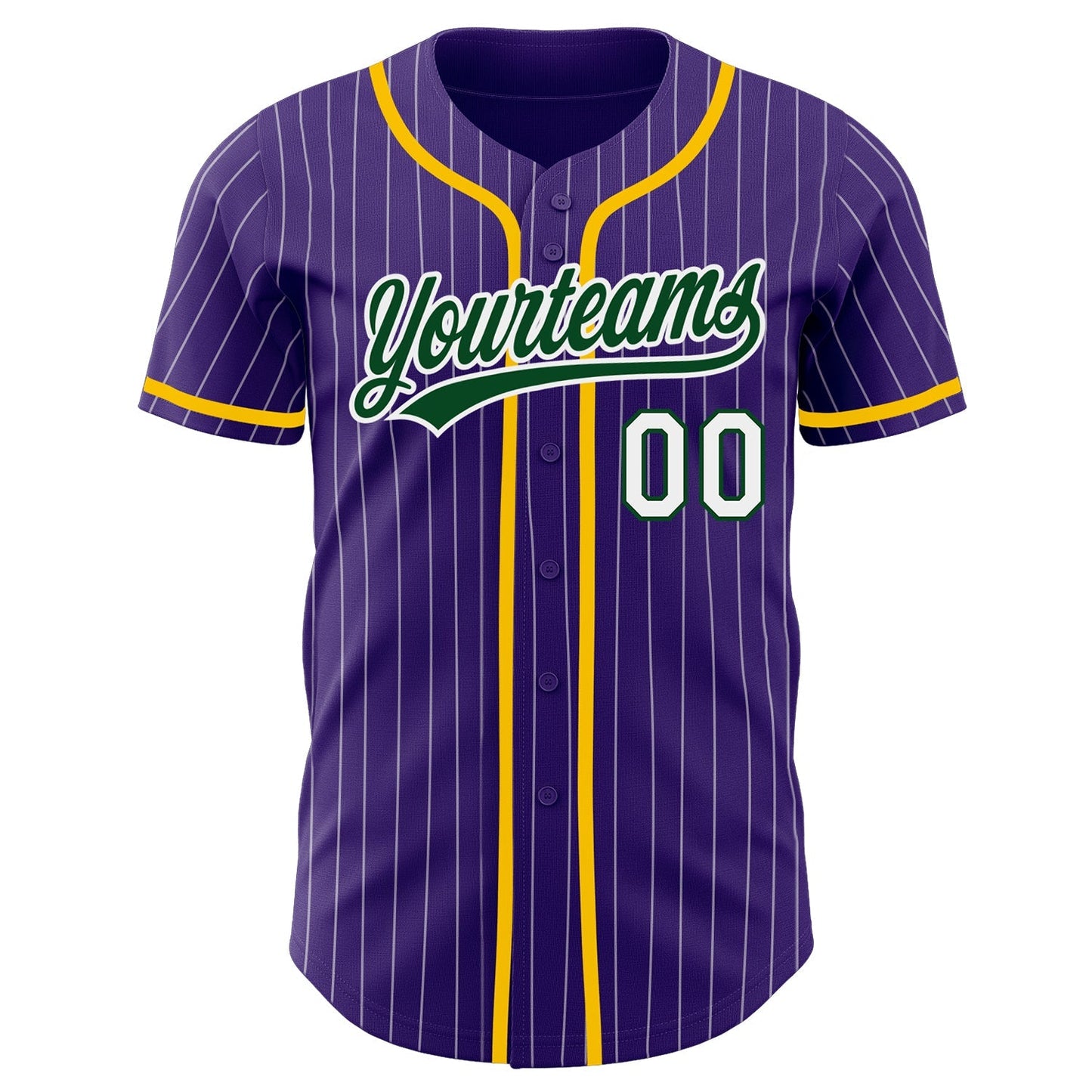 Custom Purple White Pinstripe Green Authentic Baseball Jersey baseball jersey product view 2