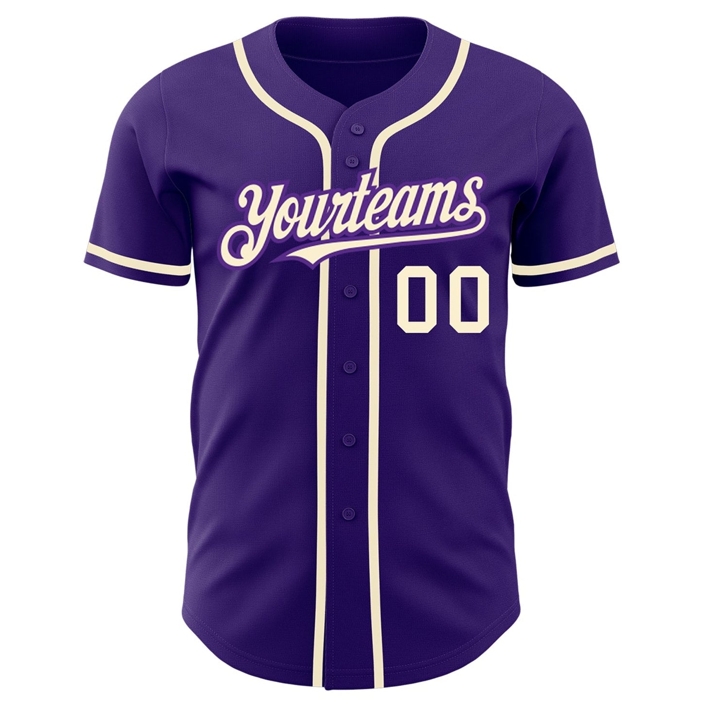 Custom Purple Cream Authentic Baseball Jersey baseball jersey product view 2