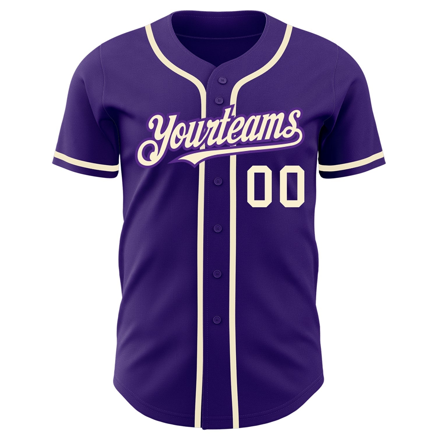 Custom Purple Cream Authentic Baseball Jersey baseball jersey product view 2