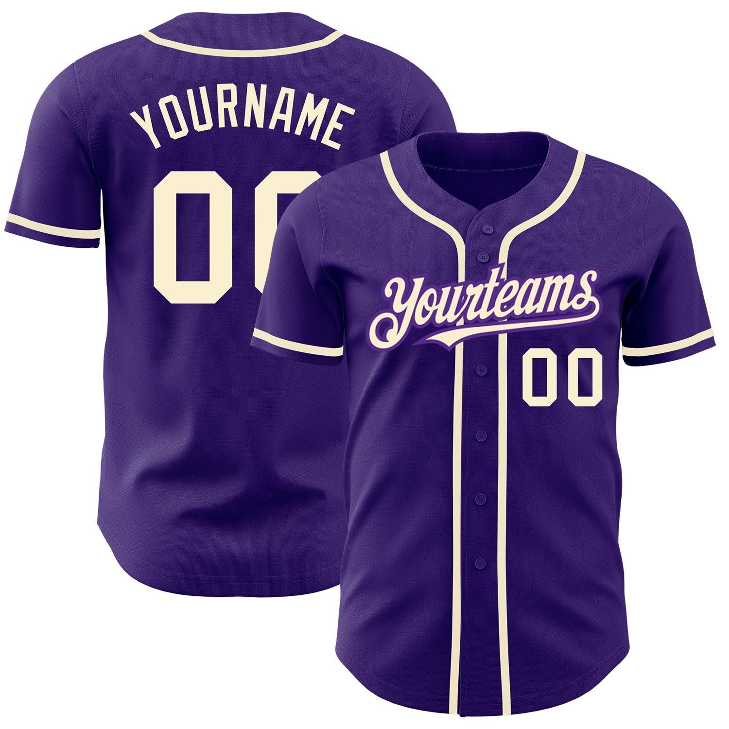 Custom Purple Cream Authentic Baseball Jersey baseball jersey product view 1