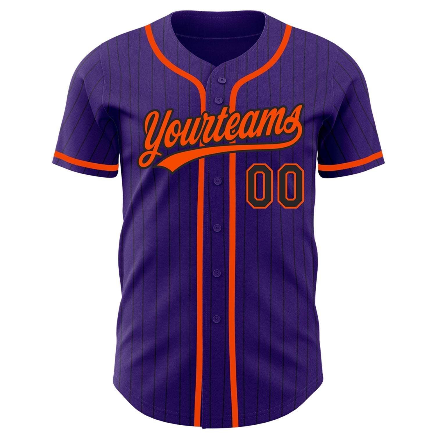 Custom Purple Black Pinstripe Orange Authentic Baseball Jersey baseball jersey product view 2