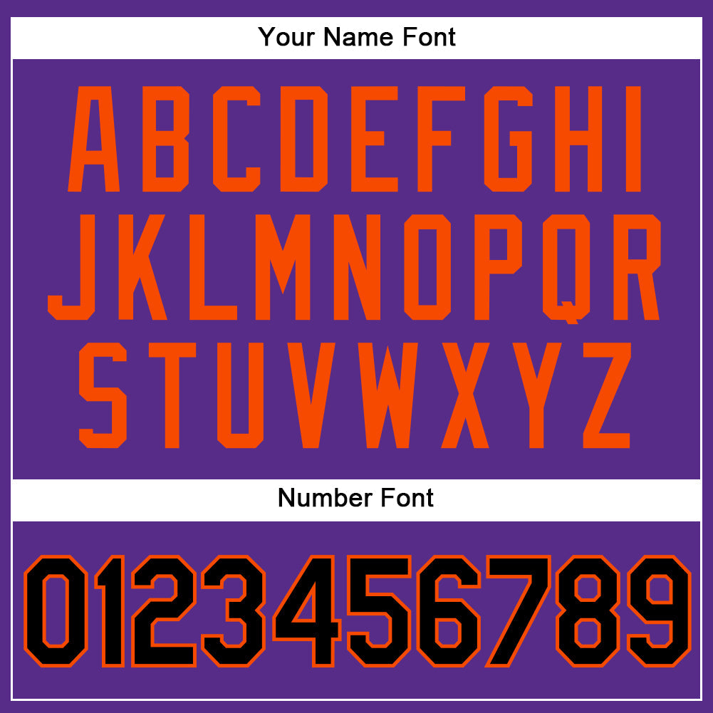 Custom Purple Black Pinstripe Orange Authentic Baseball Jersey baseball jersey product view 5