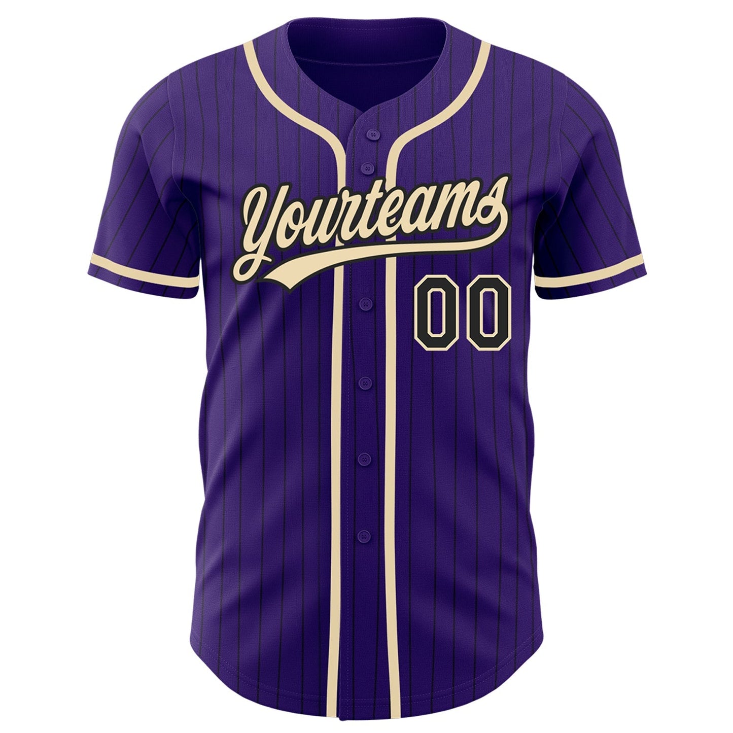 Custom Purple Black Pinstripe City Cream Authentic Baseball Jersey baseball jersey product view 2