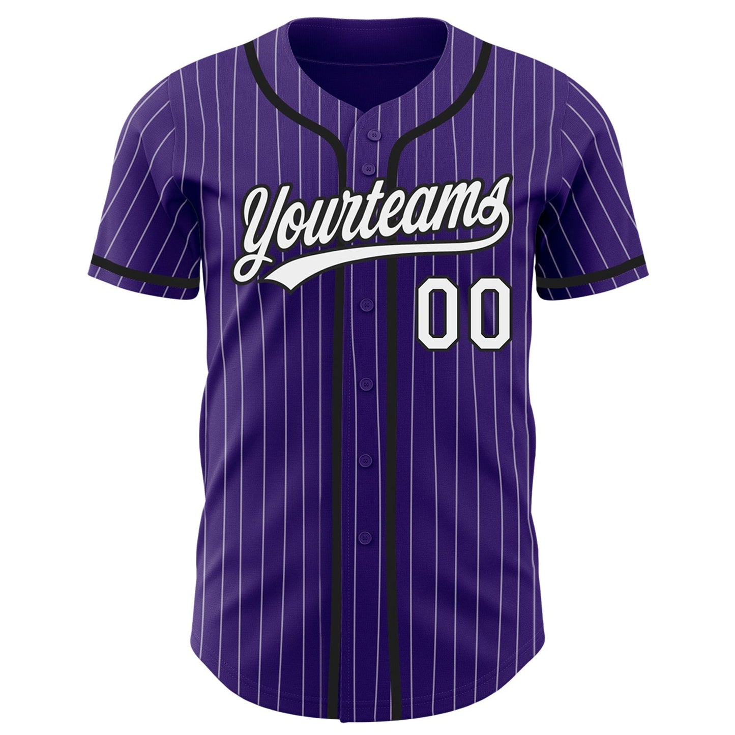 Custom Purple White Pinstripe Black Authentic Baseball Jersey baseball jersey product view 2