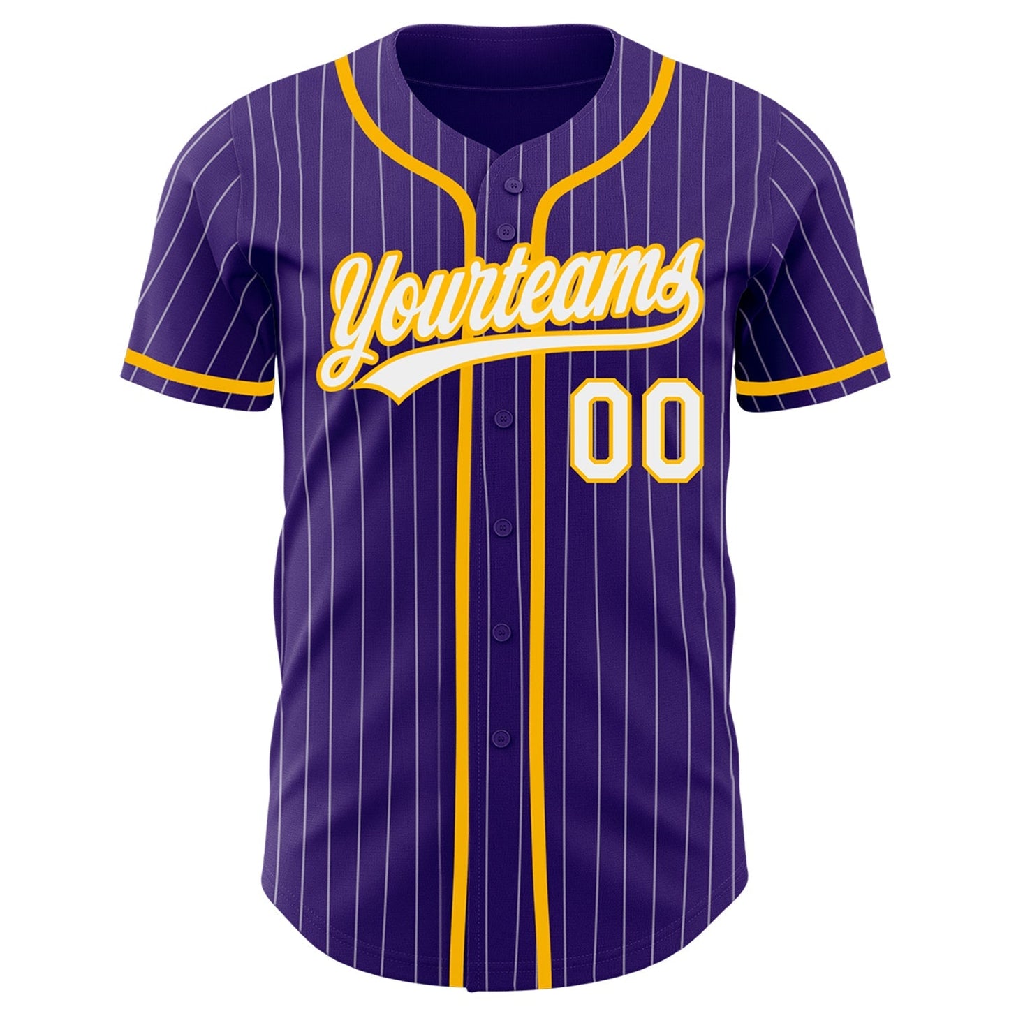 Custom Purple White Pinstripe Gold Authentic Baseball Jersey baseball jersey product view 2