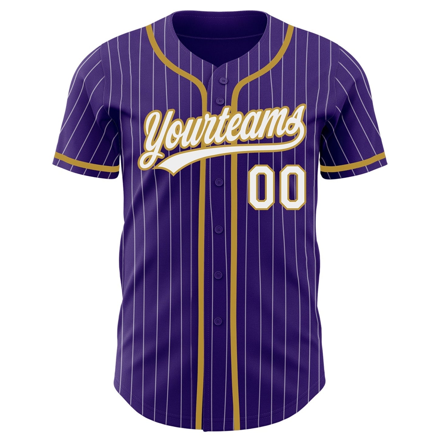 Custom Purple White Pinstripe Old Gold Authentic Baseball Jersey baseball jersey product view 2