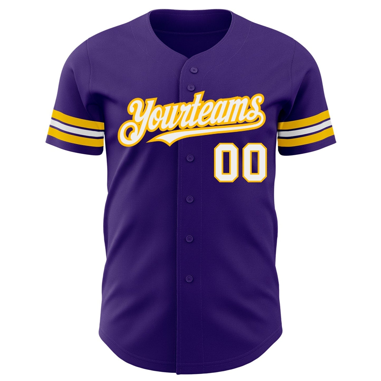 Custom Purple White-Gold Authentic Baseball Jersey baseball jersey product view 2