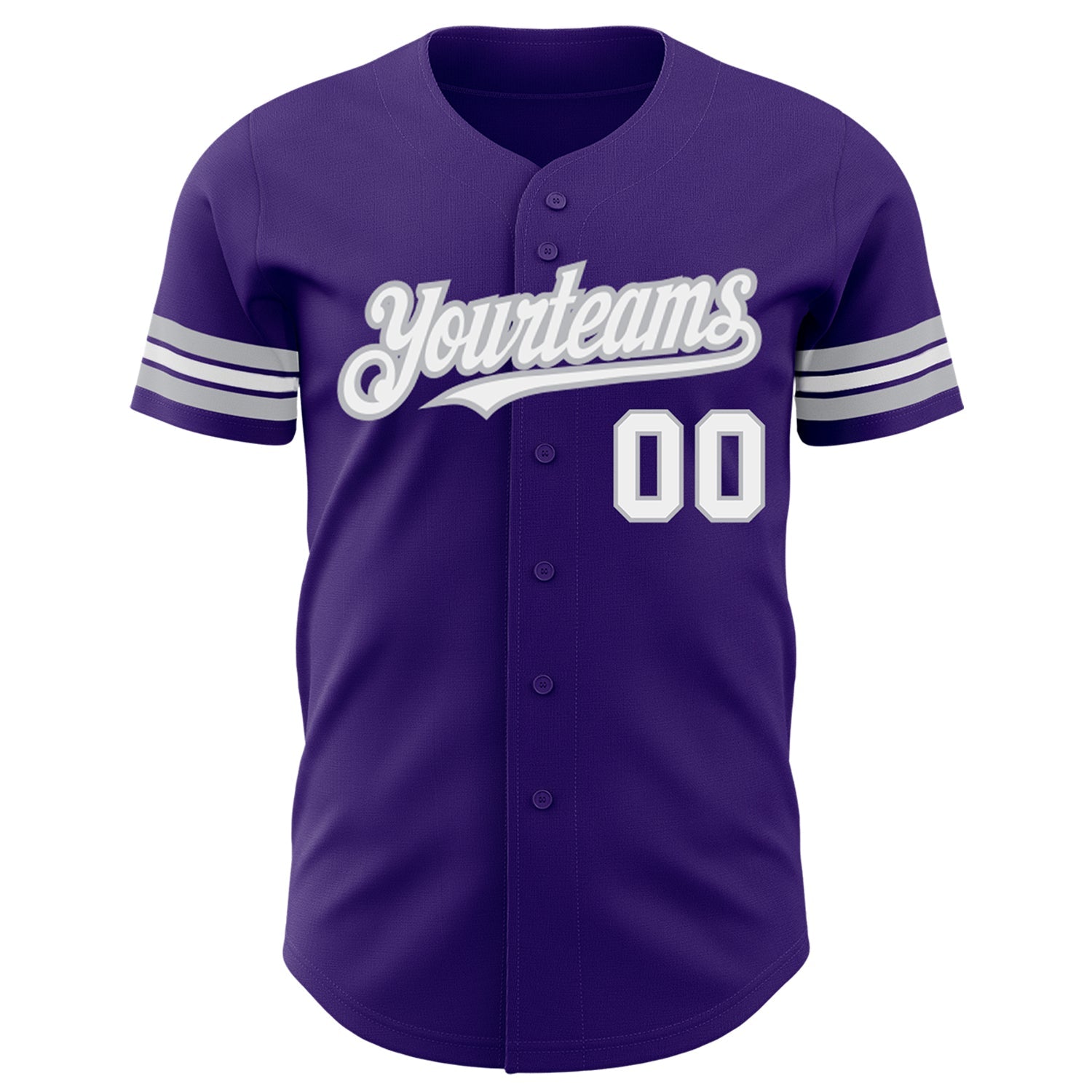 Custom Purple White-Gray Authentic Baseball Jersey baseball jersey product view 2