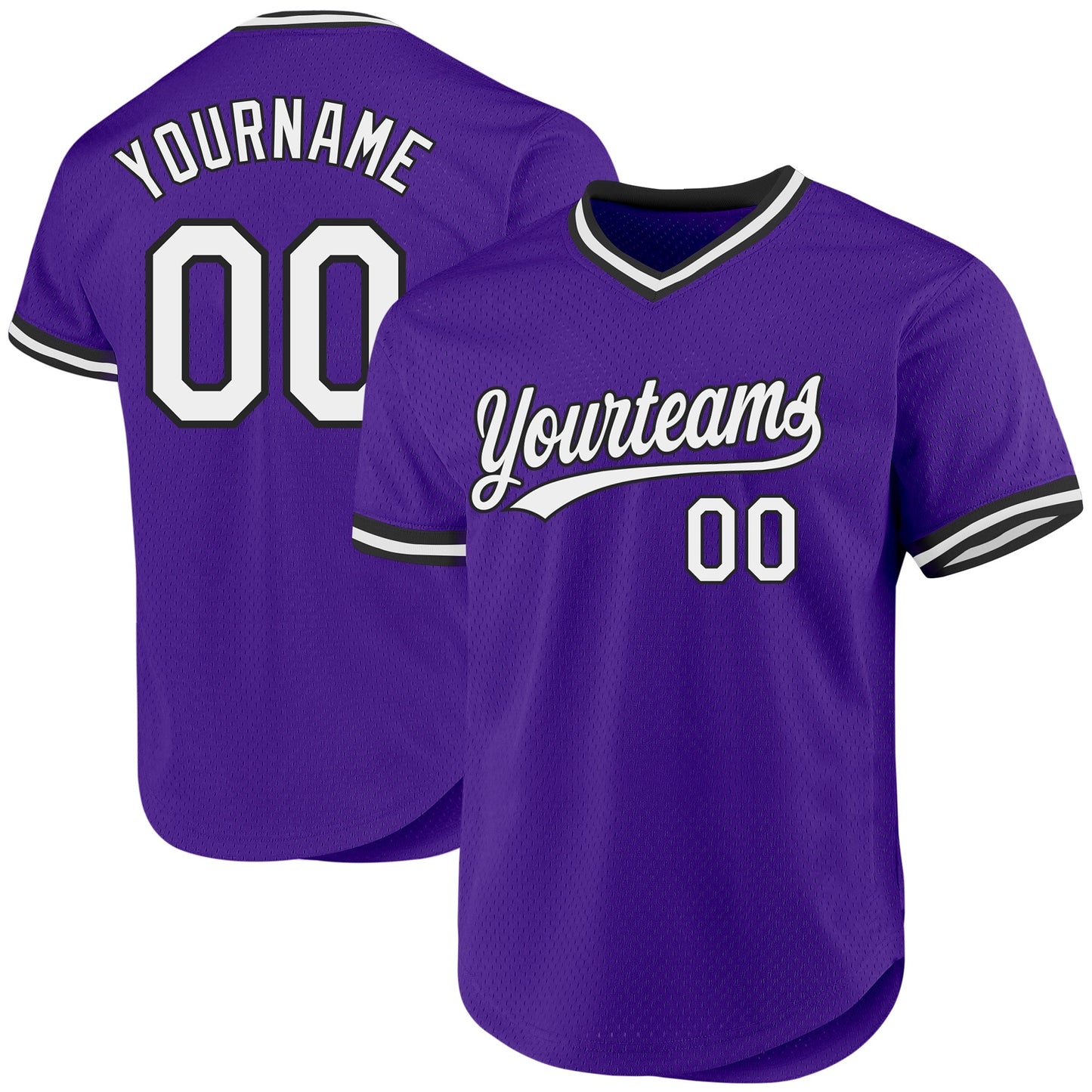 Custom Purple White-Black Authentic Throwback Baseball Jersey baseball jersey product view 1
