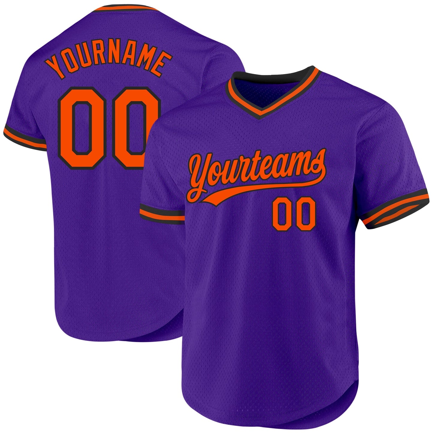 Custom Purple Orange-Black Authentic Throwback Baseball Jersey baseball jersey product view 1
