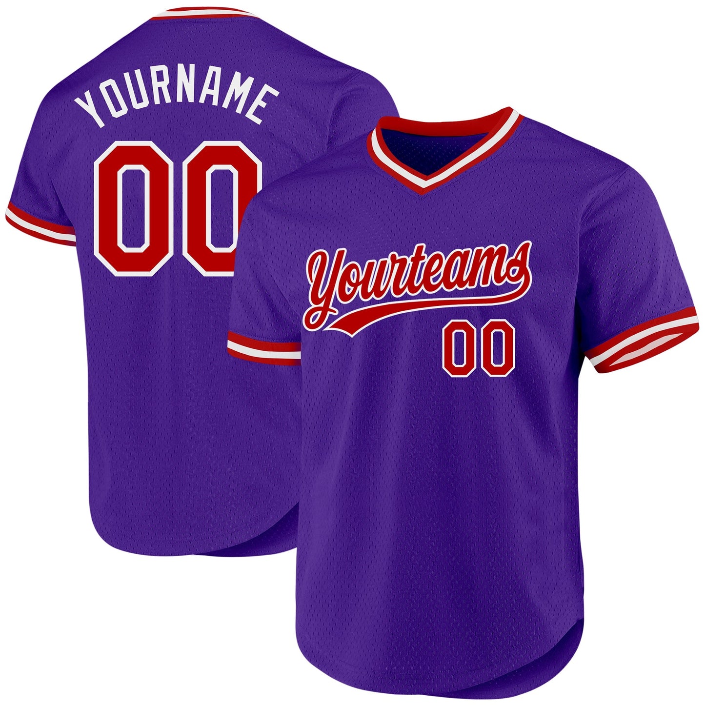 Custom Purple Red-White Authentic Throwback Baseball Jersey baseball jersey product view 1