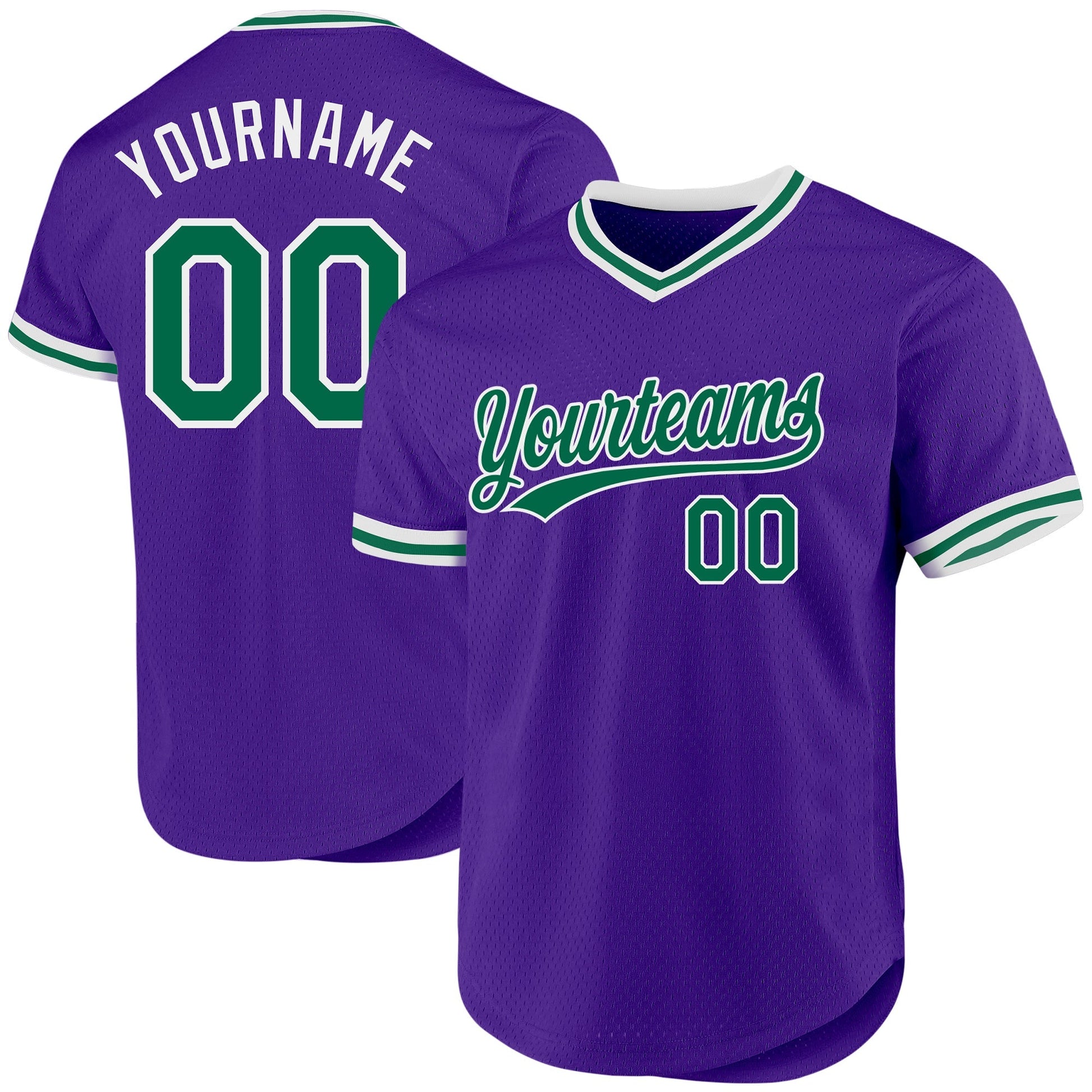 Custom Purple Kelly Green-White Authentic Throwback Baseball Jersey baseball jersey product view 1
