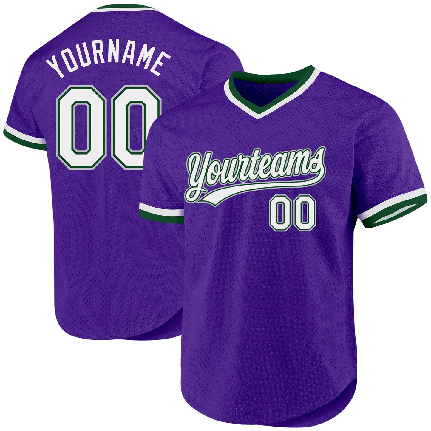 Custom Purple Green-Gray Authentic Throwback Baseball Jersey baseball jersey product view 1