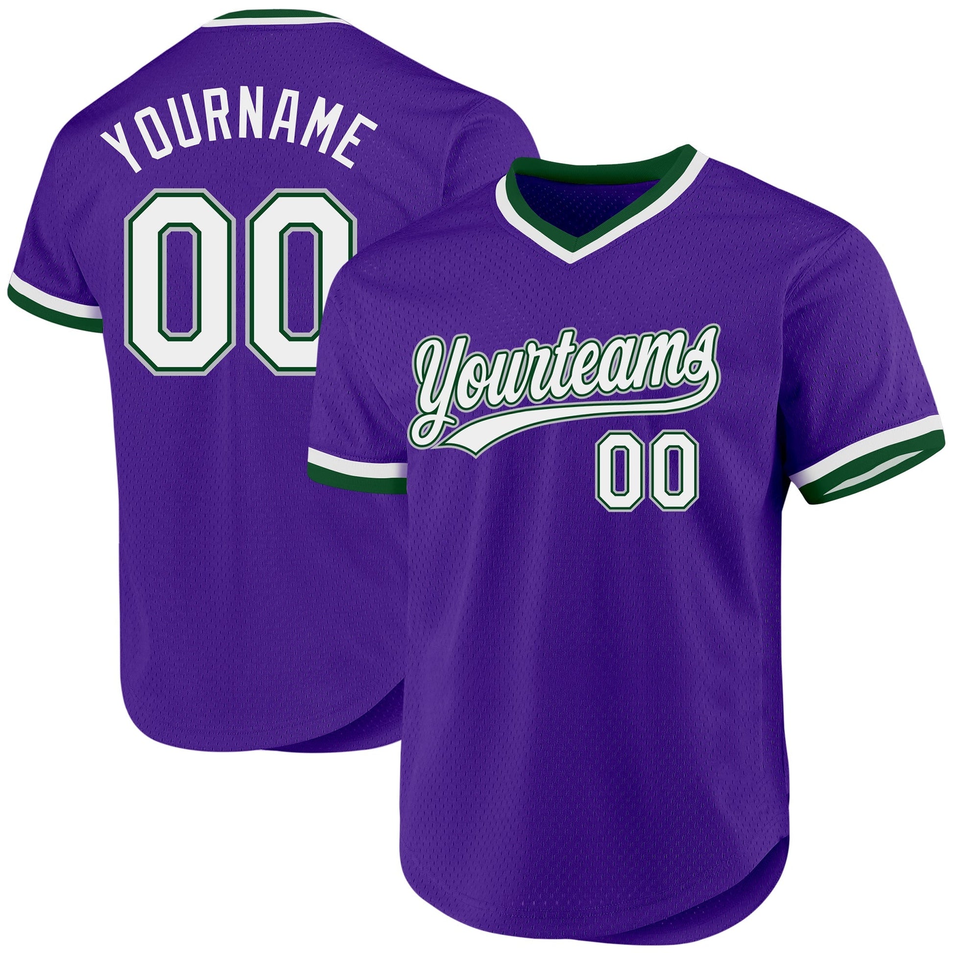 Custom Purple Green-Gray Authentic Throwback Baseball Jersey baseball jersey product view 1