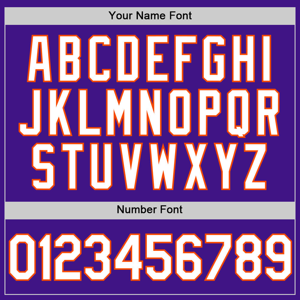 Custom Purple White-Orange Authentic Throwback Baseball Jersey baseball jersey product view 5