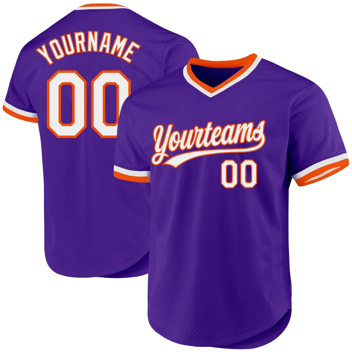 Custom Purple White-Orange Authentic Throwback Baseball Jersey baseball jersey product view 1