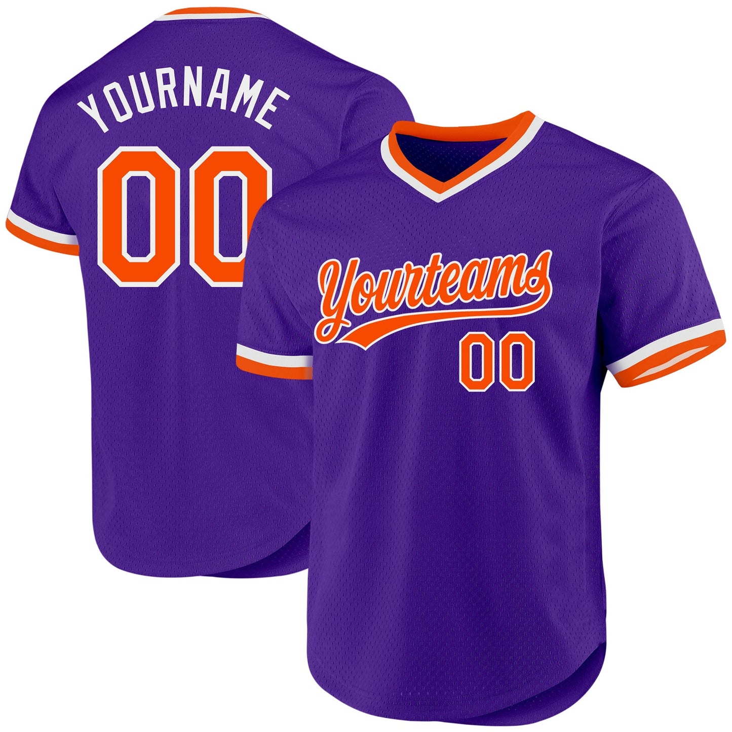Custom Purple Orange-White Authentic Throwback Baseball Jersey baseball jersey product view 1