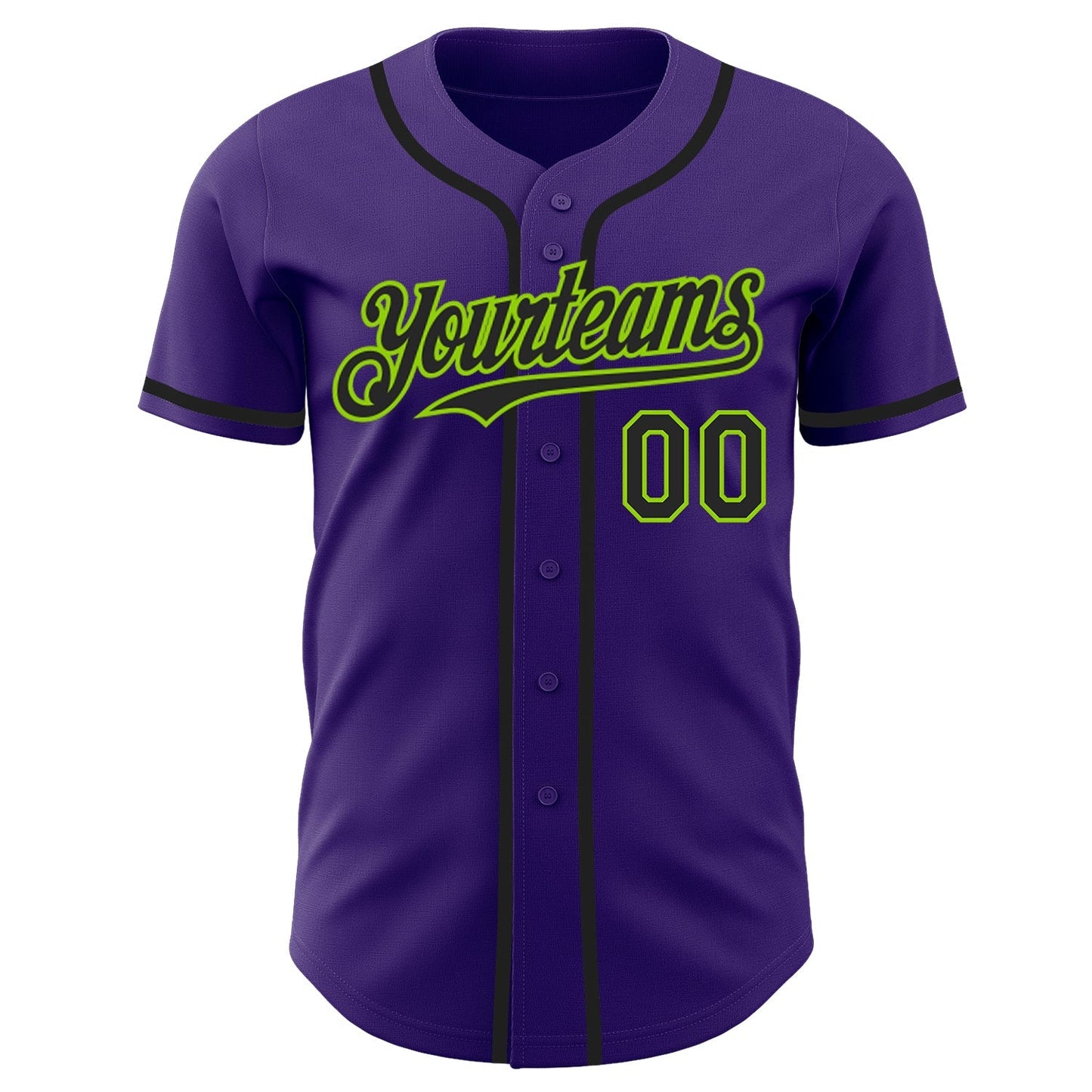 Custom Purple Black-Neon Green Authentic Baseball Jersey baseball jersey product view 2