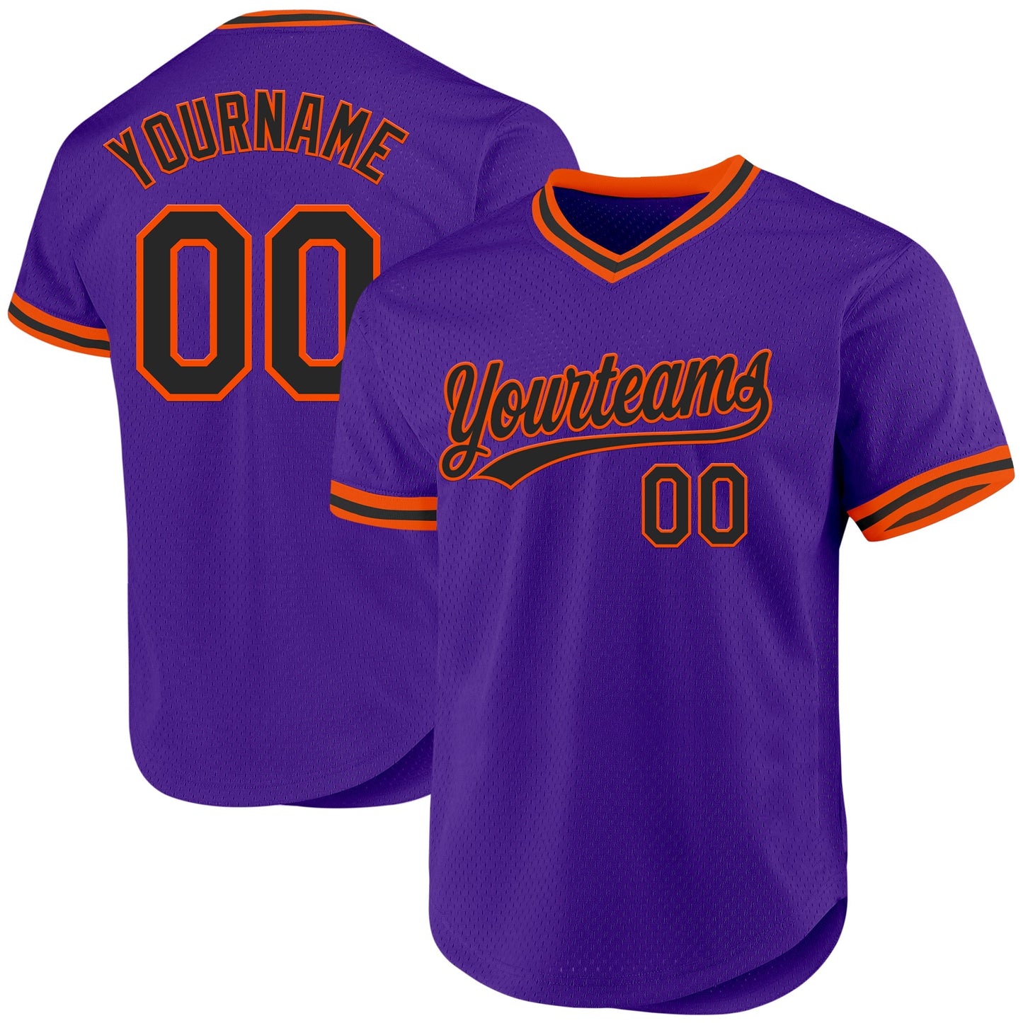 Custom Purple Black-Orange Authentic Throwback Baseball Jersey baseball jersey product view 1