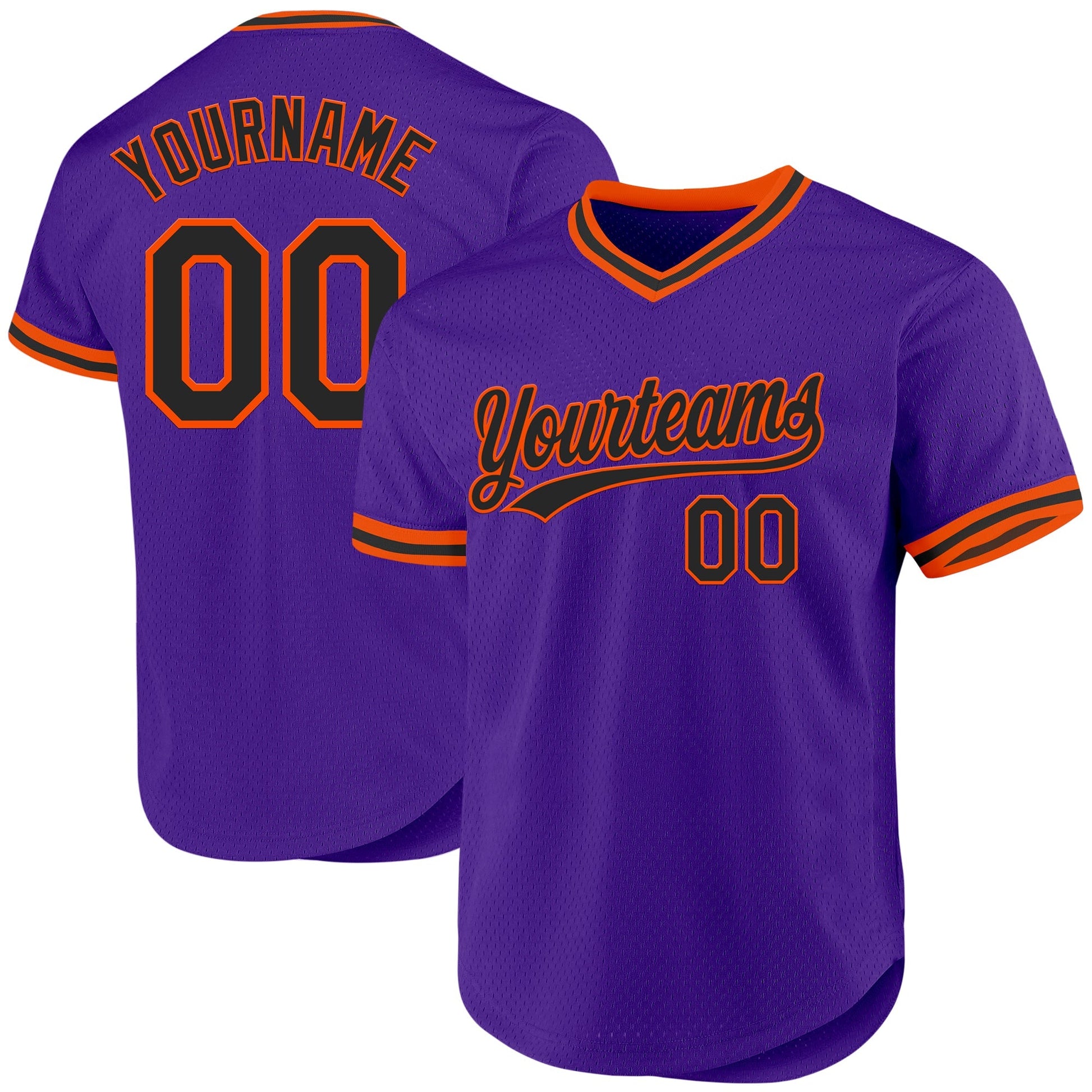 Custom Purple Black-Orange Authentic Throwback Baseball Jersey baseball jersey product view 1