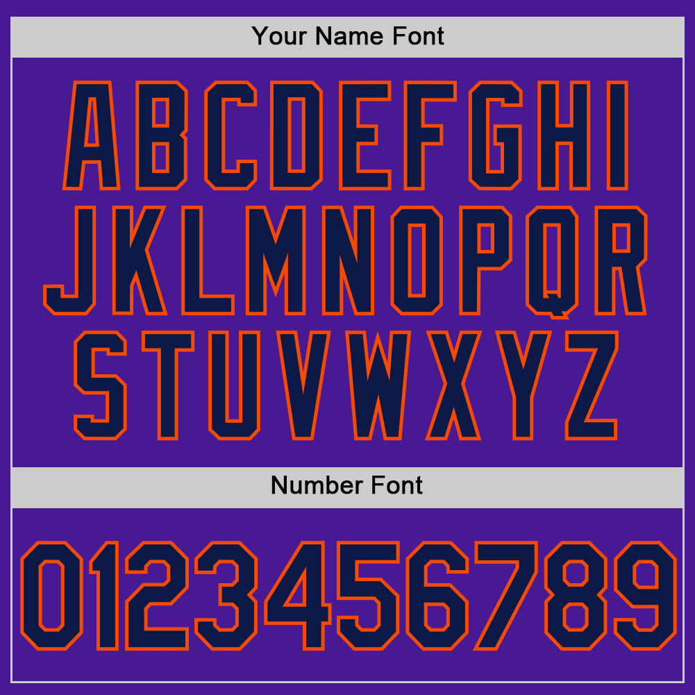 Custom Purple Navy-Orange Authentic Throwback Baseball Jersey baseball jersey product view 5