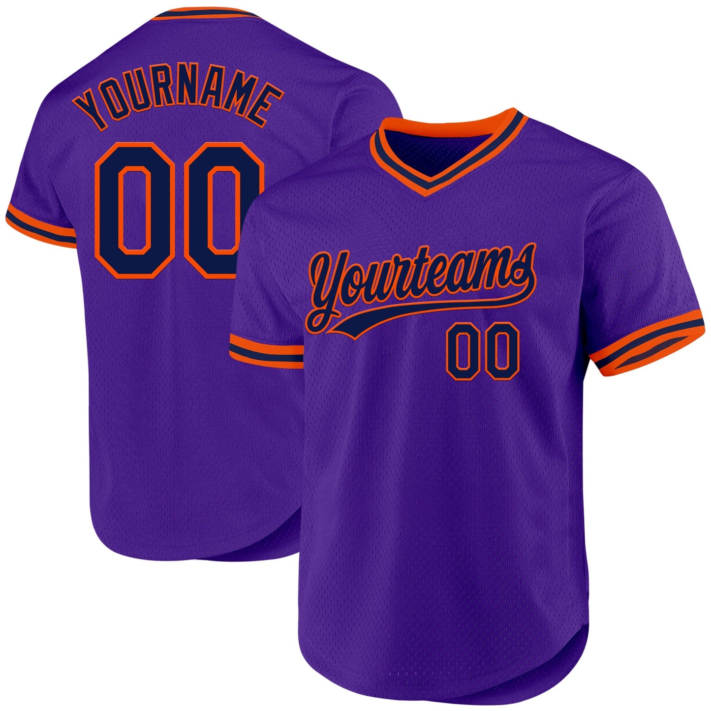 Custom Purple Navy-Orange Authentic Throwback Baseball Jersey baseball jersey product view 1