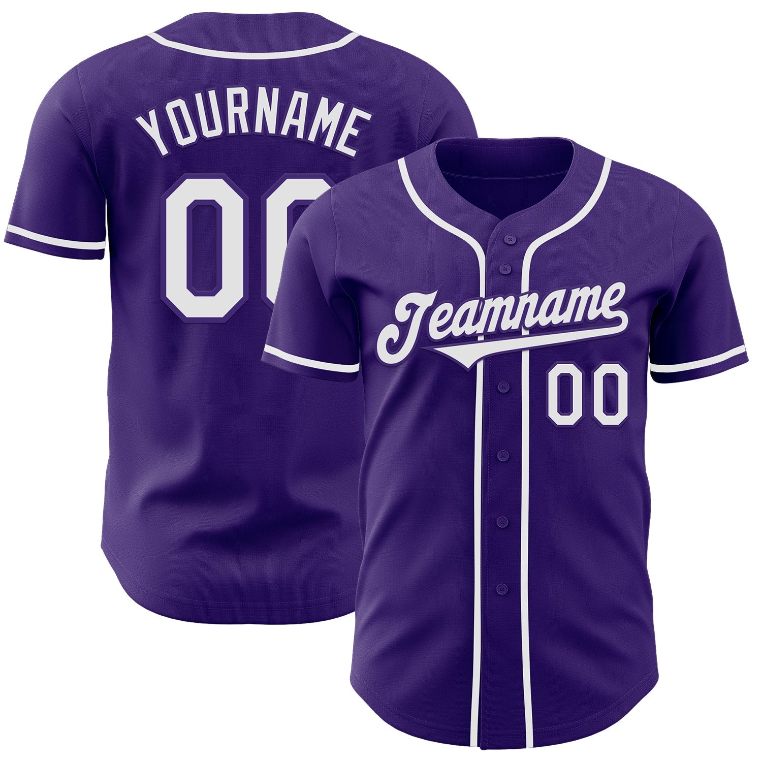 Custom Purple White Authentic Baseball Jersey baseball jersey product view 1