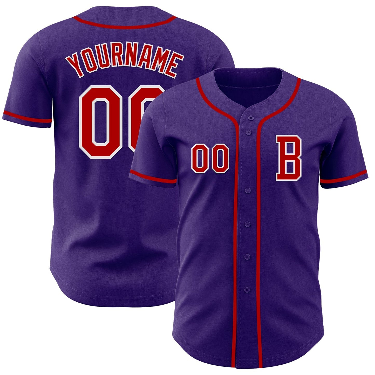 Custom Purple Red-White Authentic Baseball Jersey baseball jersey product view 1