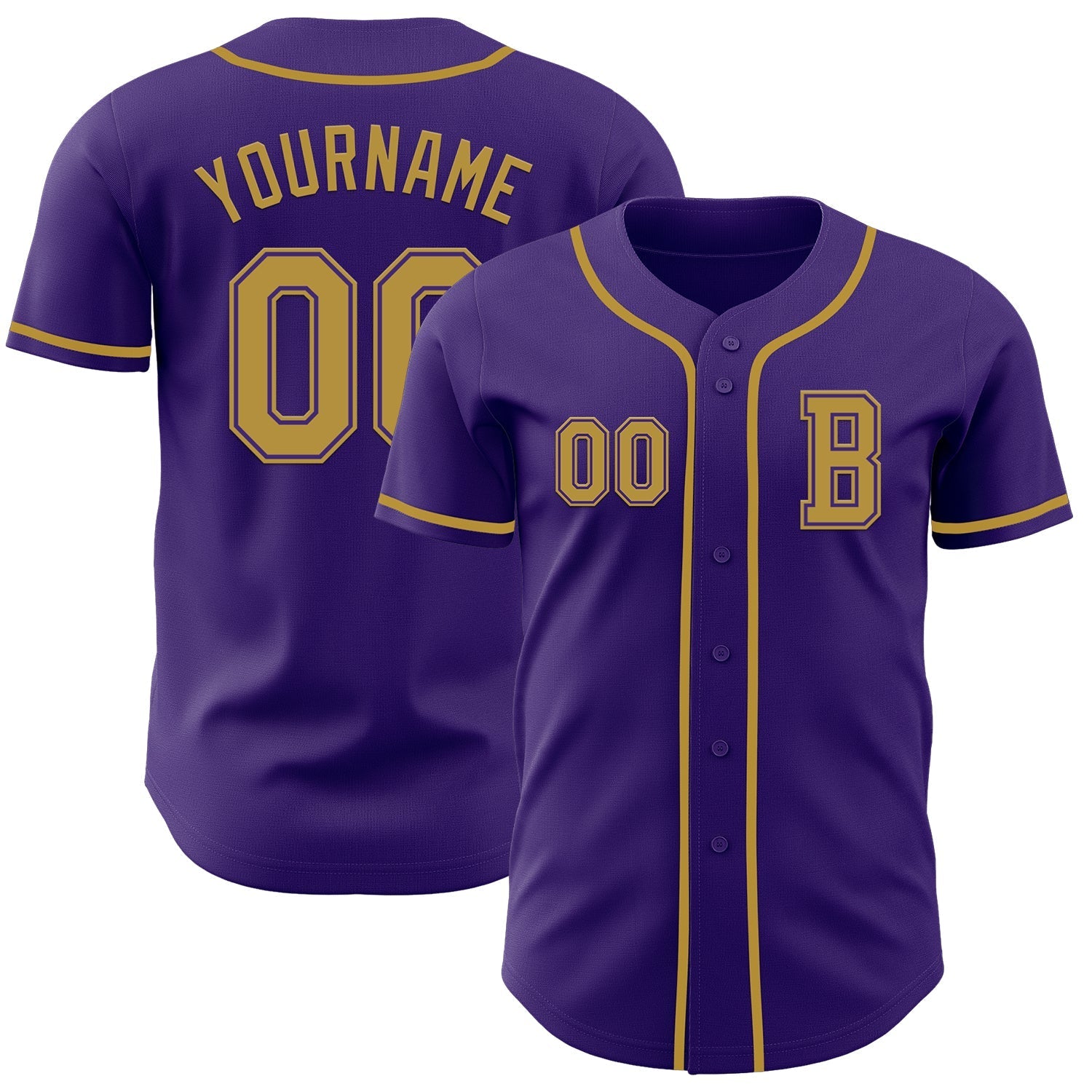 Custom Purple Old Gold Authentic Baseball Jersey baseball jersey product view 1