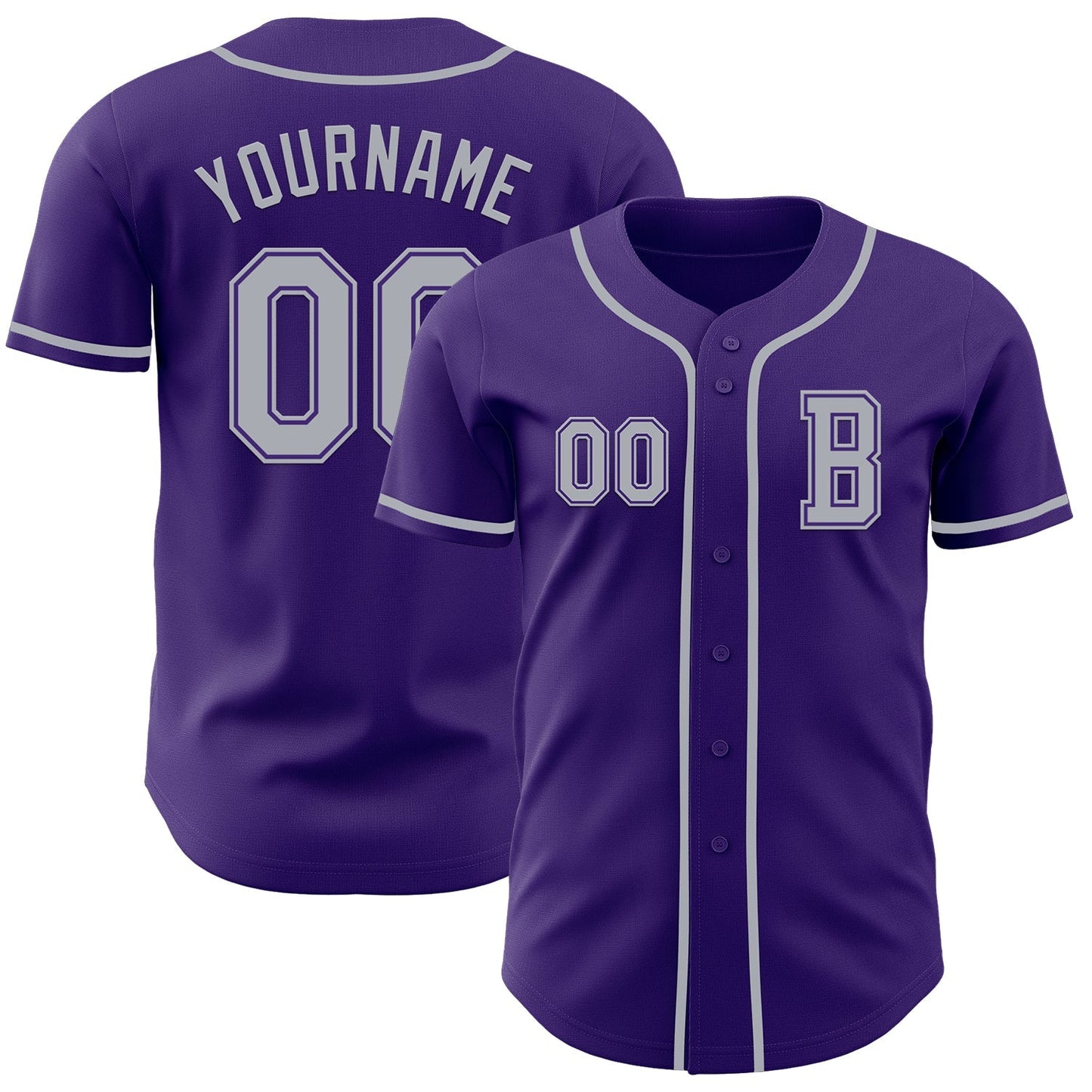 Custom Purple Gray Authentic Baseball Jersey baseball jersey product view 1