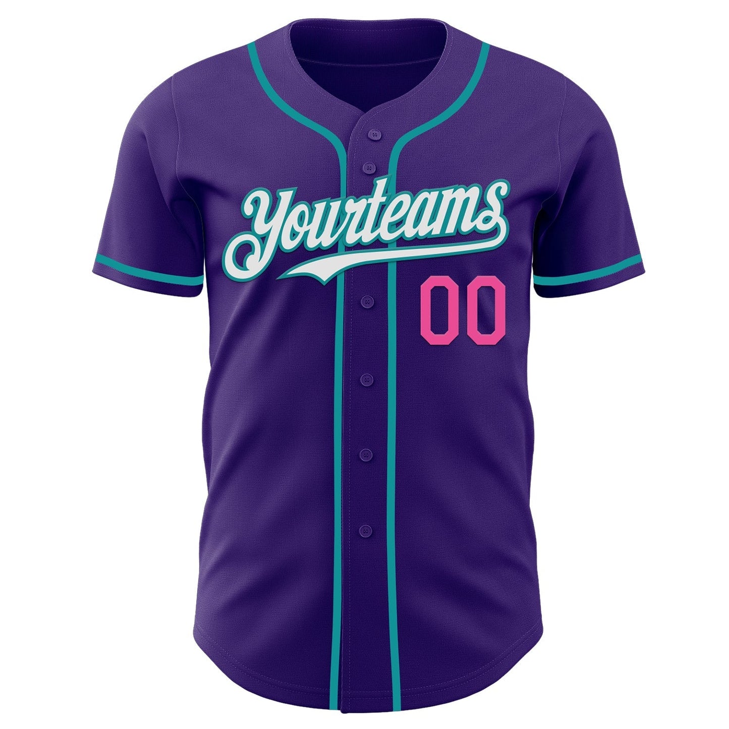 Custom Purple Teal Pink-White Authentic Baseball Jersey baseball jersey product view 2