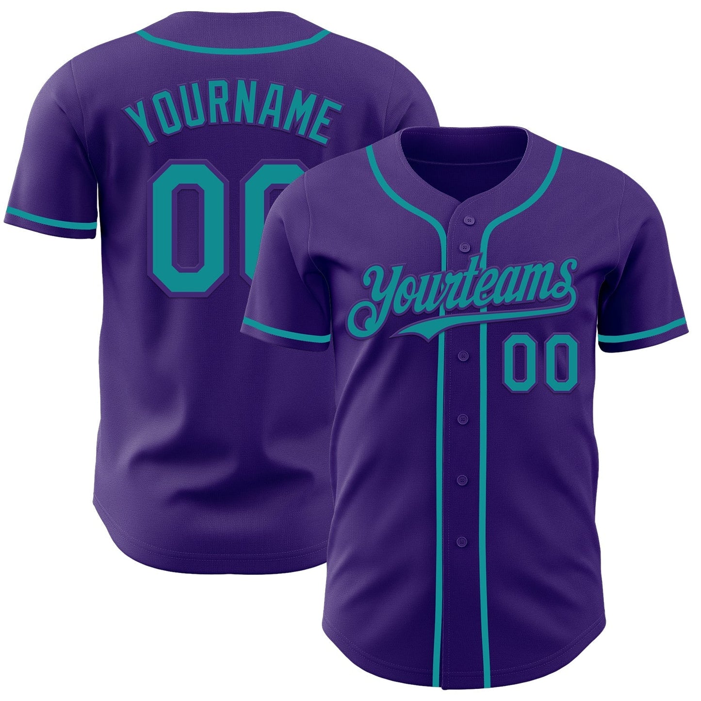 Custom Purple Teal Authentic Baseball Jersey baseball jersey product view 1