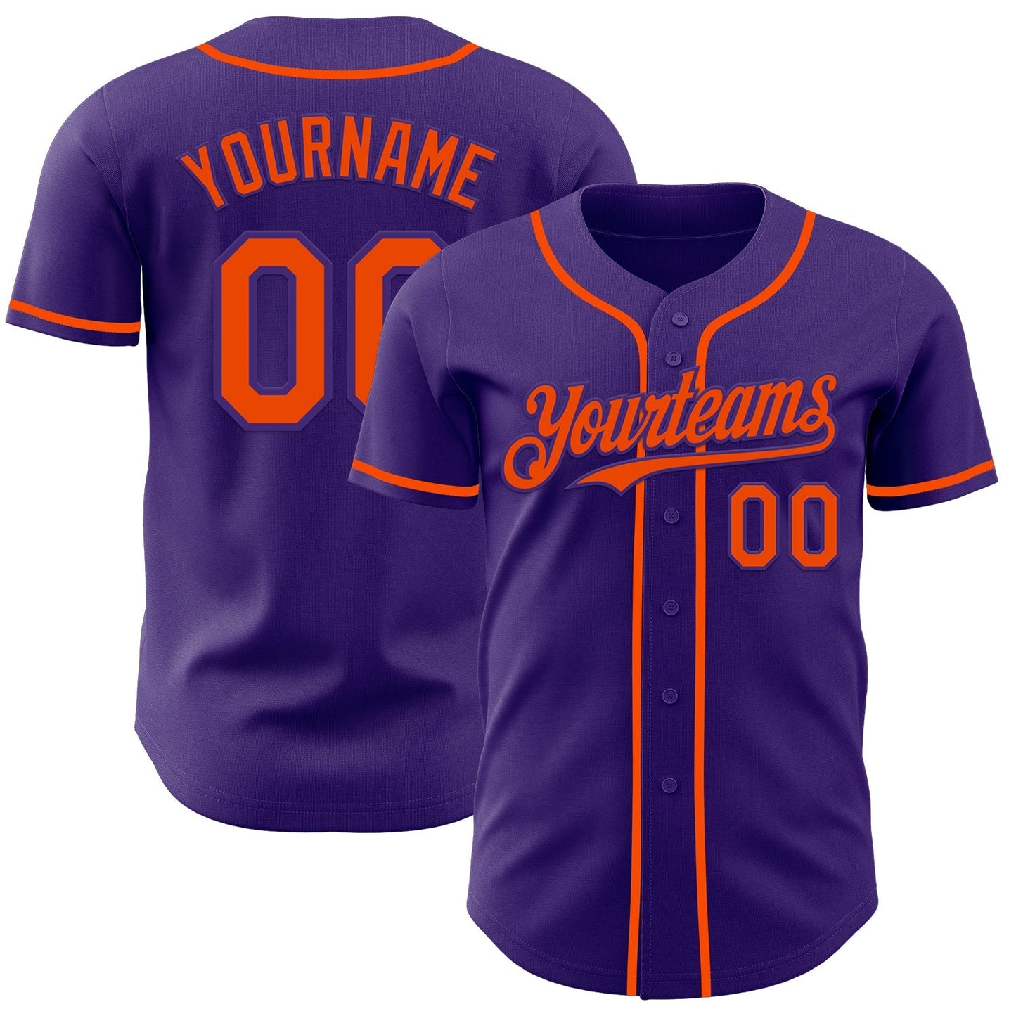 Custom Purple Orange Authentic Baseball Jersey baseball jersey product view 1