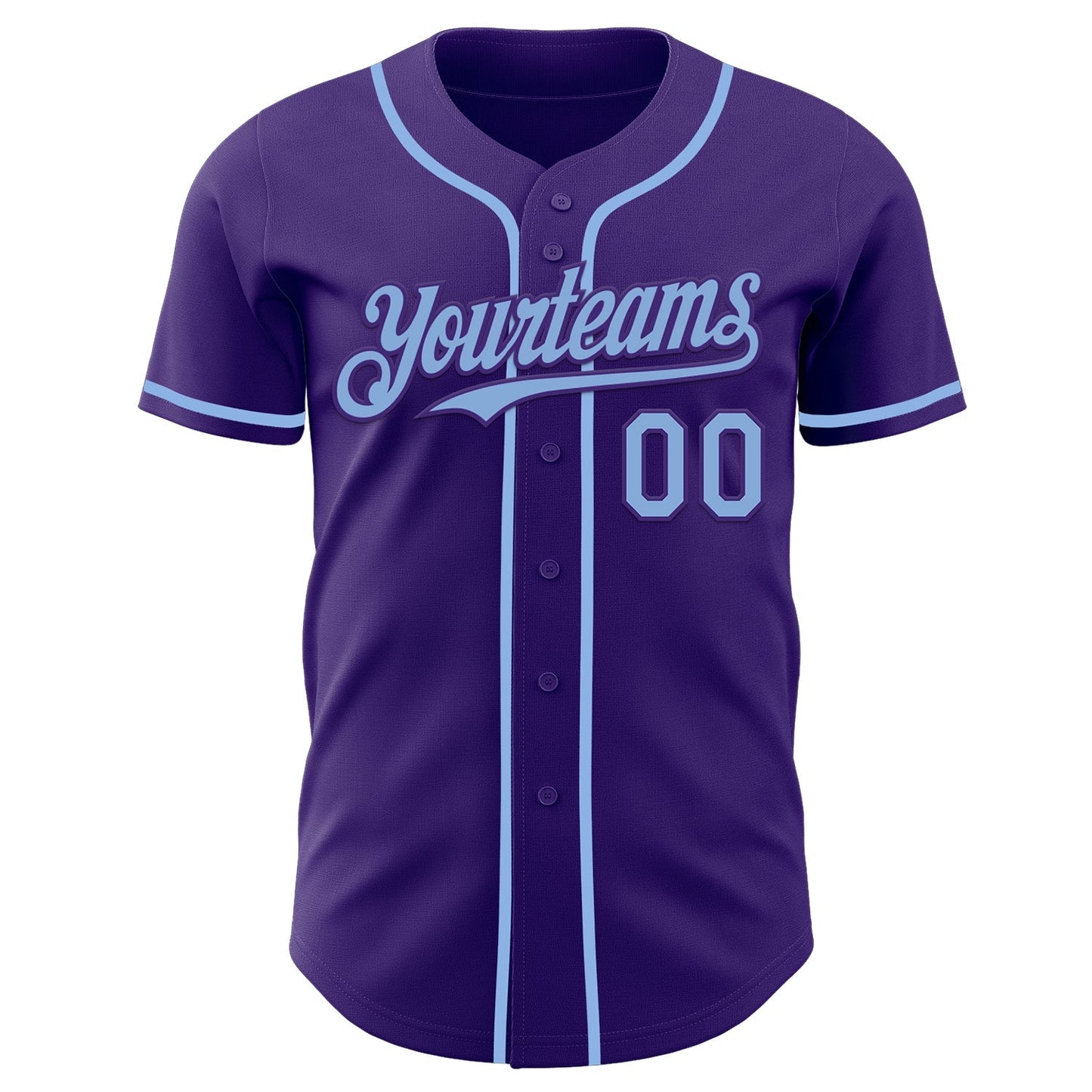 Custom Purple Light Blue Authentic Baseball Jersey baseball jersey product view 2
